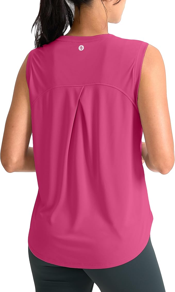 SANTINY Women's Sleeveless Workout Tops Breathable Lightweight Active Tennis Yoga Shirts Athletic Running Tank Tops for Women