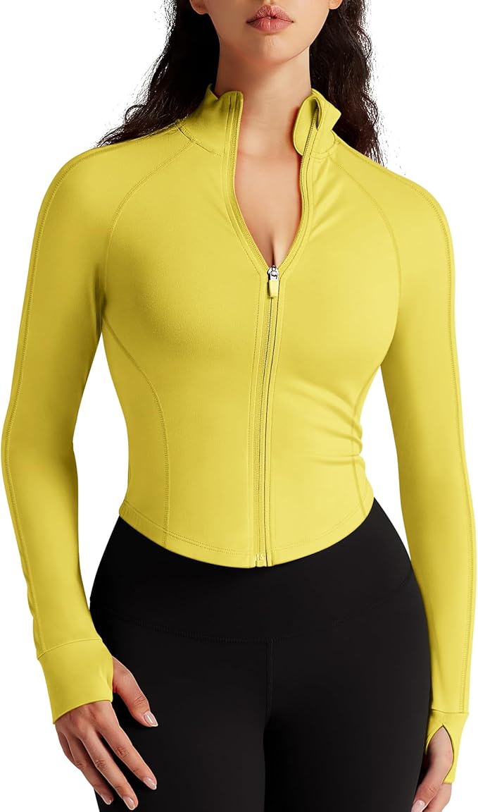 Womens Zip Up Bbl Jacket Lightweight Cropped Athletic Jacket Track Gym Workout Jackets for Running Yoga Hiking