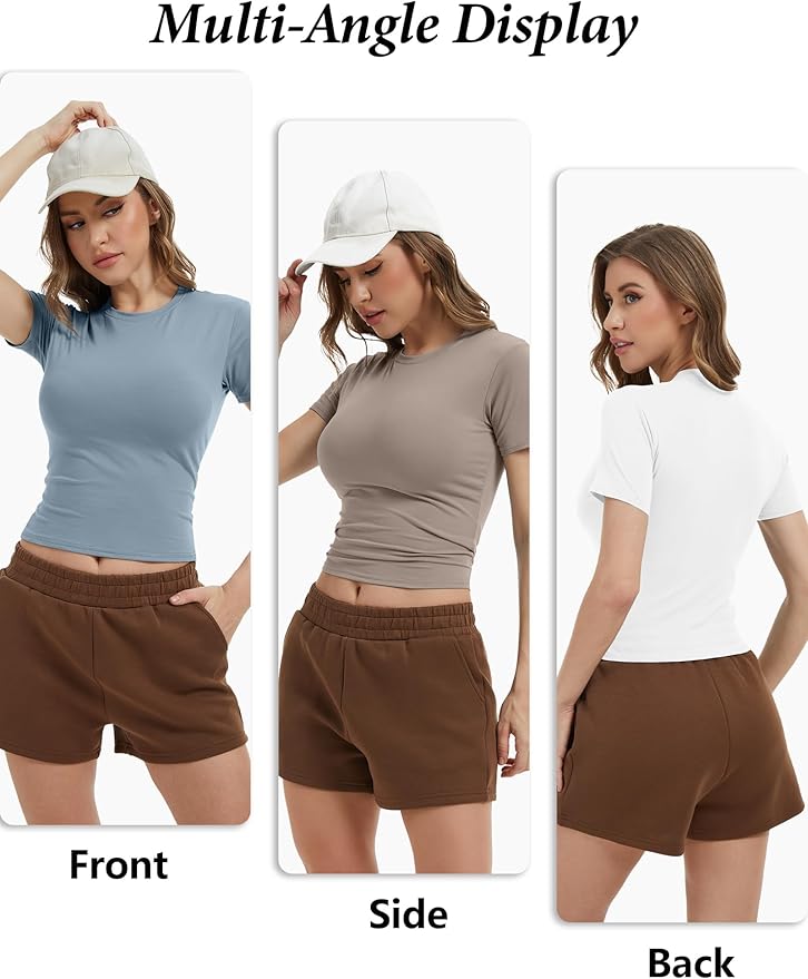 Dalavch 4 Pack Women's Workout Shirts Compression Short Sleeve Crew Neck Running Yoga Gym Athletic Fitted Crop T-Shirts Top