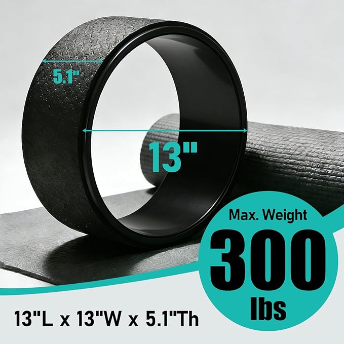NGT Yoga Wheel 13 inch Yoga Wheel for Back Pain Strongest and Most Comfortable Dharma Yoga Prop Wheel with Free Yoga Bands