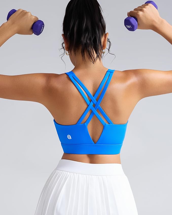 RUNNING GIRL Sports Bra for Women High Support, Molded Cup High Impact Sports Bras with Sewn in Pads Strappy Running Bra