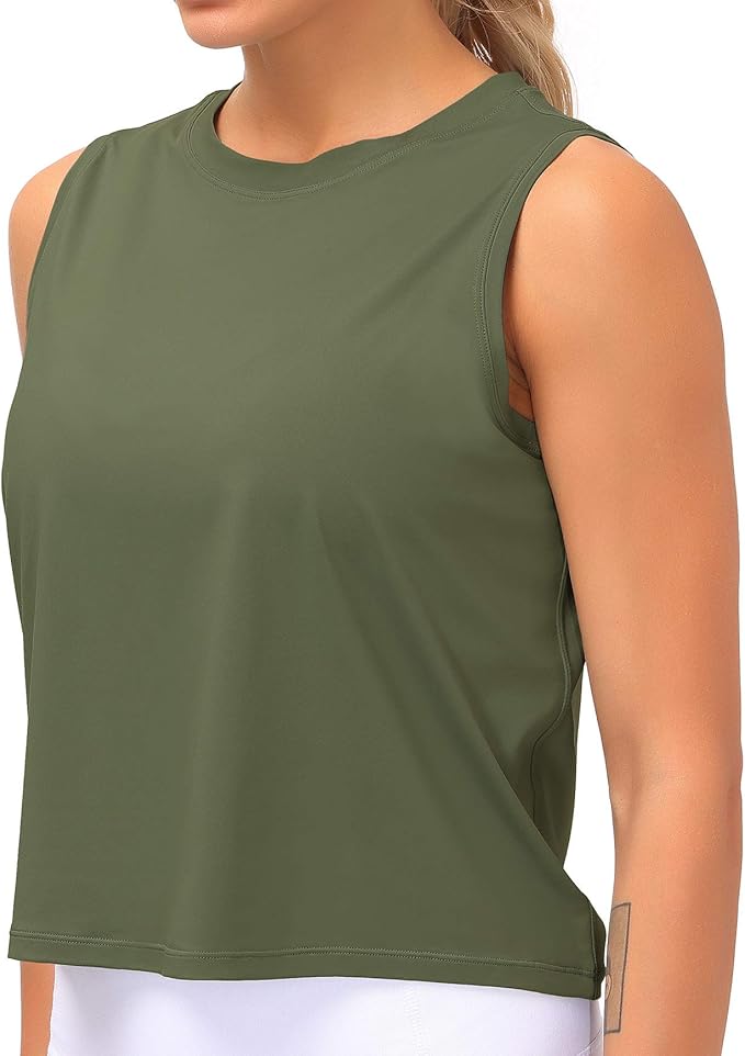 Dragon Fit Womens Ice Silk Workout Tank Tops Sleeveless Cropped Yoga Shirt for Running Gym Summer