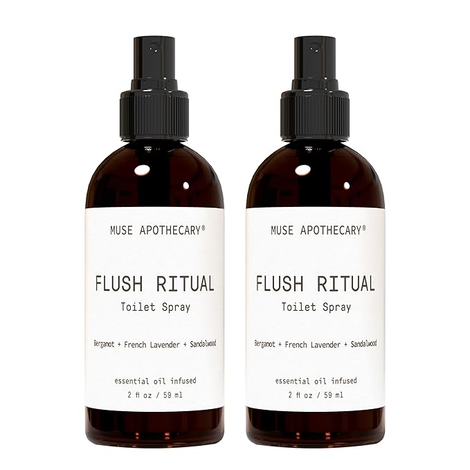 Muse Apothecary Flush Ritual - Aromatic & Refreshing Toilet Spray, Use Before You Go, 2 oz, Infused with Natural Essential Oils - Bergamot + French Lavender + Sandalwood, 2 Pack