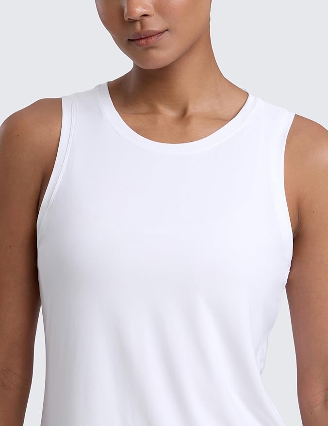 CRZ YOGA Cloudweight Open Back Workout Tops for Women Lightweight High Neck Athletic Gym Tank Soft Running Sleeveless Shirts