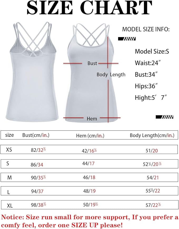 RUNNING GIRL Yoga Tank Tops for Women Built in Shelf Bra B/C Cups Strappy Back Activewear Workout Compression Tops