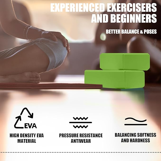 2 Pcs Yoga Blocks, 9"x6"x3" Foam Blocks Yoga Props for Pilates Stretching and Meditation Exercise Blocks Lightweight Yoga Essentials