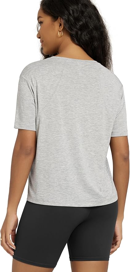 ODODOS Modal Soft Short Sleeve Shirts for Women Crew Neck Yoga Tee Casual Workout Tops