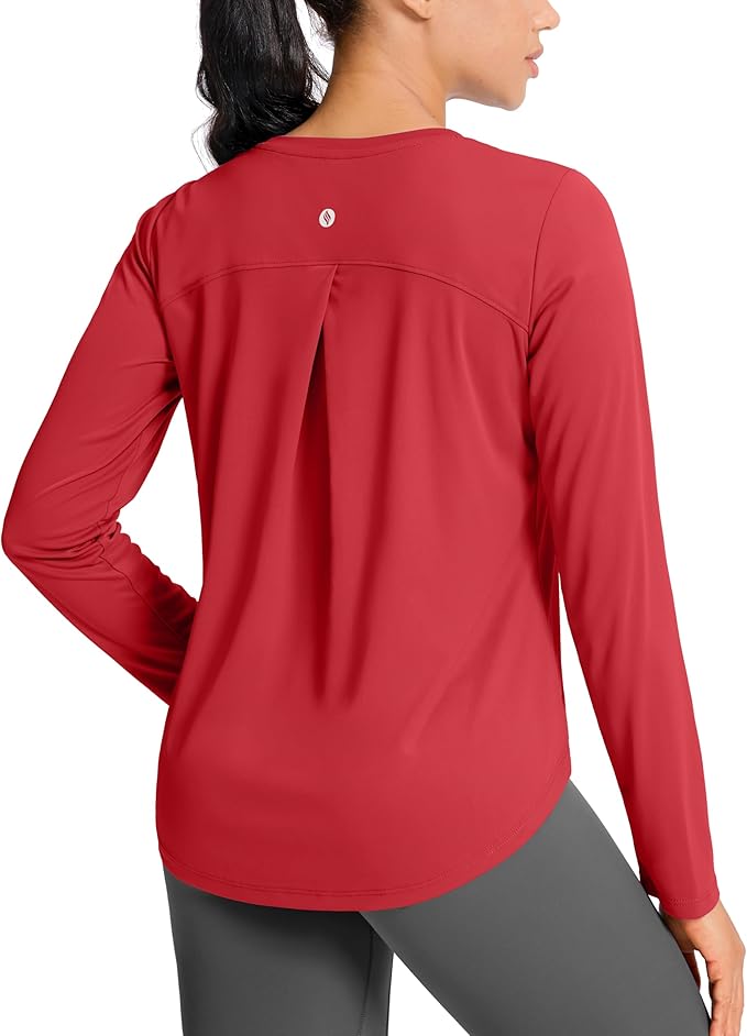 SANTINY Lightweight Long Sleeve Workout Tops for Women Breathable Gym Yoga Athletic Running Hiking Top UPF 50+ Sun Shirts