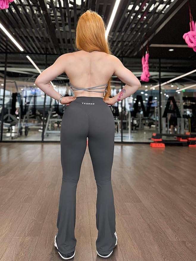 YEOREO Women's Mini Flared Workout High Waist No Front Seam Yoga Legging Pants
