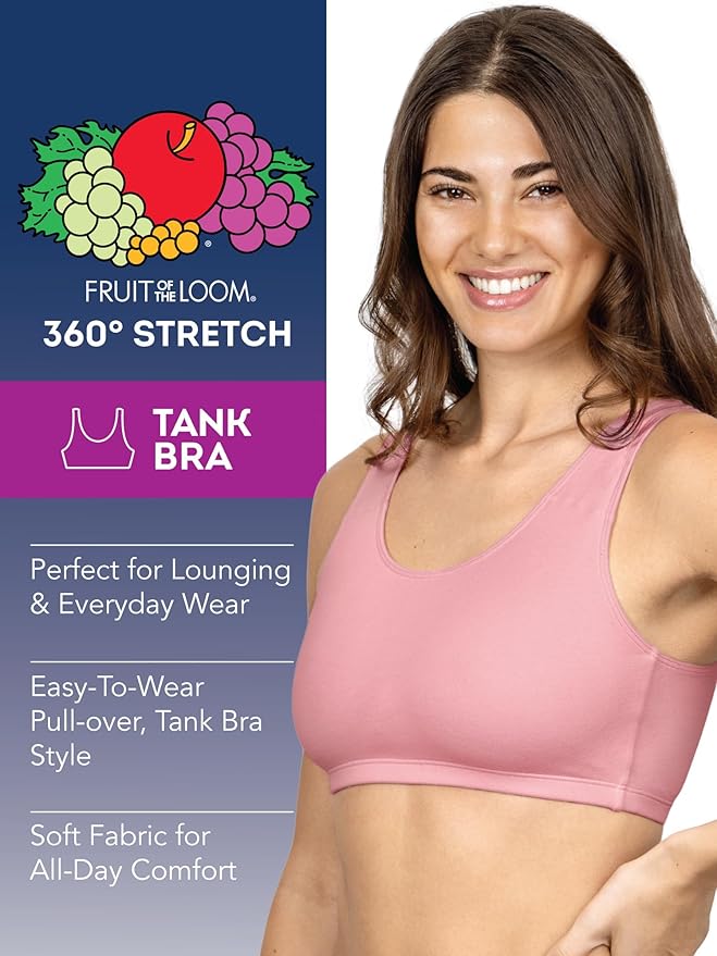 Fruit of the Loom Women's Built Up Tank Style Sports Bra Value Pack
