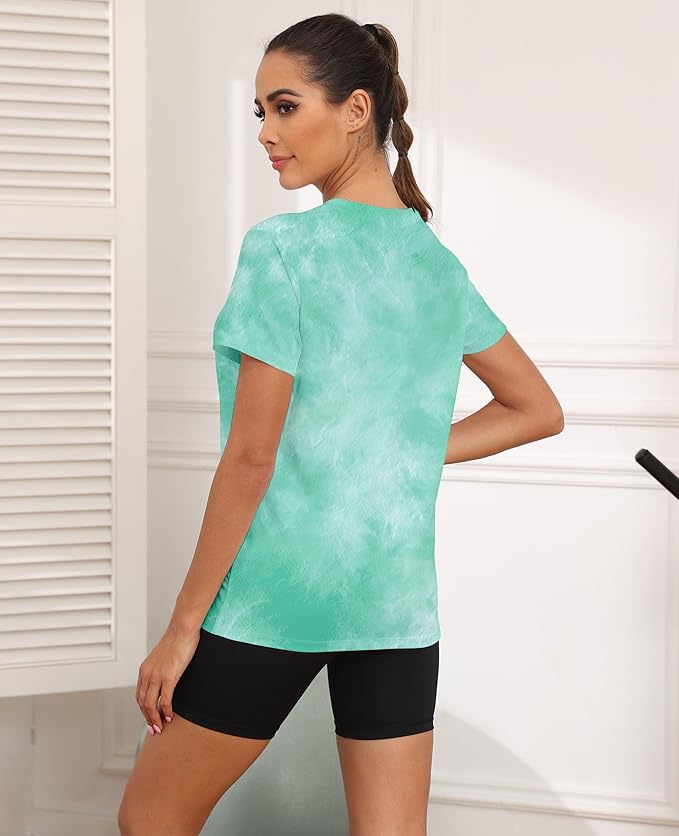 KevaMolly Workout Tops for Women UPF50+ Breathable Loose Fit Yoga T Shirts Short Sleeve Running Gym Athletic Tee Top