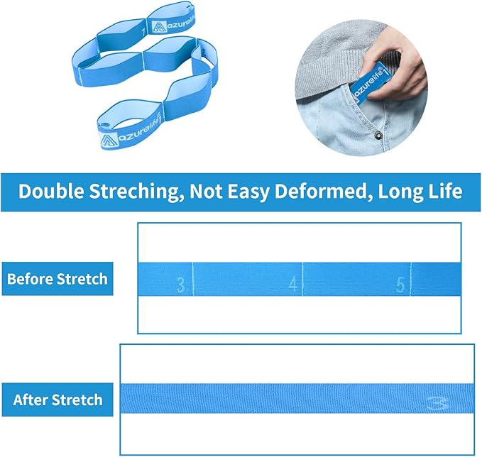 Premium Durable Stretch Straps with Loops, Stretching Strap for Physical Therapy, Multi-Loop Yoga Strap Fitness Exercise Strap for Yoga, Pilates, Dance, Flexibility&Exercise
