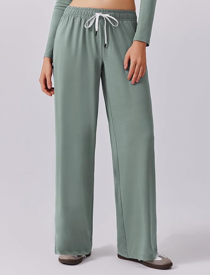 PINSPARK Women 2 Piece Lounge Set Long Sleeve Cropped Top Wide Leg Pants with Pockets 2024 Fall Outfits Matching Tracksuit