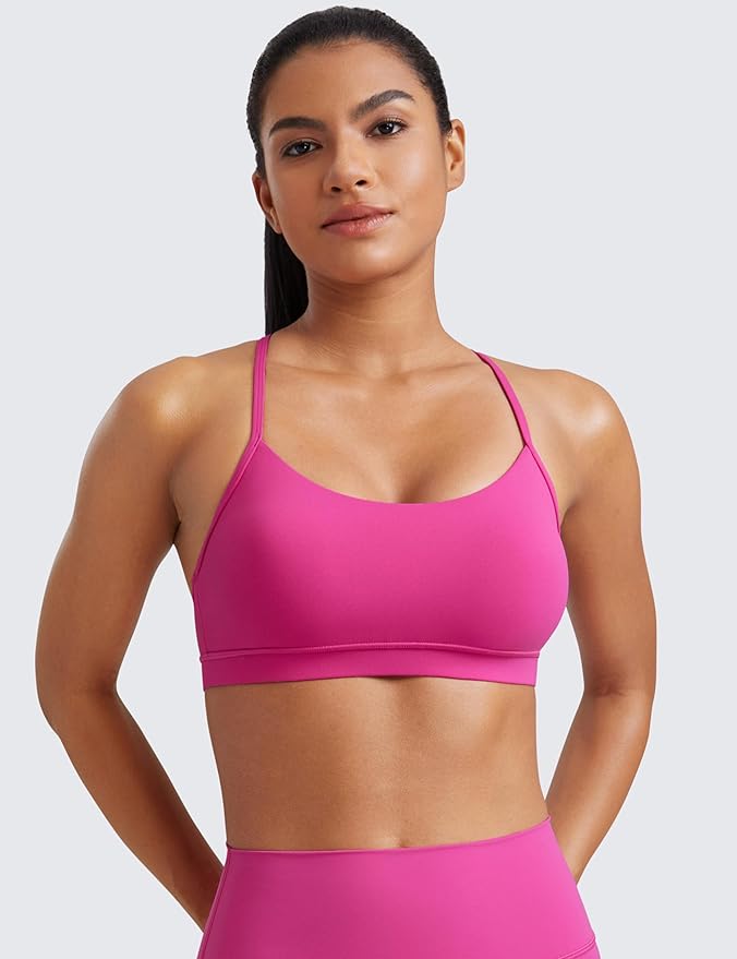 CRZ YOGA Butterluxe Y Back Sports Bras for Women - Padded Racerback Low Impact Spaghetti Thin Strap Workout Yoga Top