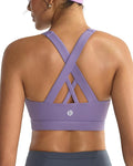 RUNNING GIRL Sports Bras for Women,Padded Strappy Sports Bras Criss-Cross Back Medium Support Sports Bras with Removable Cups