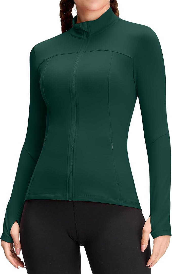 QUEENIEKE Womens Running Jackets Athletic Workout Scrub Jacket Track Full Zip Up Gym for Women Yoga Top