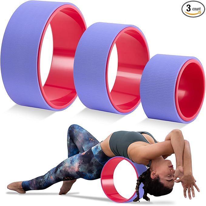 3 Pack ABS Yoga Wheel Set 660 Lbs Foam Roller for Back Pain & Stretching Back Wheel for Massage, Purple and Pink Set
