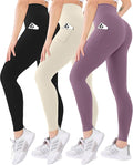 Blisset 3 Pack High Waisted Leggings for Women with Pockets Soft Active Tummy Control Pants for Yoga Running & Daily Wear
