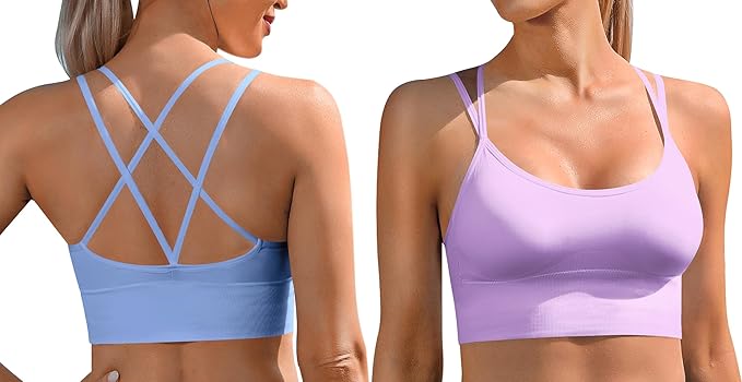 Sykooria 3 Pack Strappy Sports Bra for Women Sexy Crisscross for Yoga Running Athletic Gym Workout Fitness Tank Tops