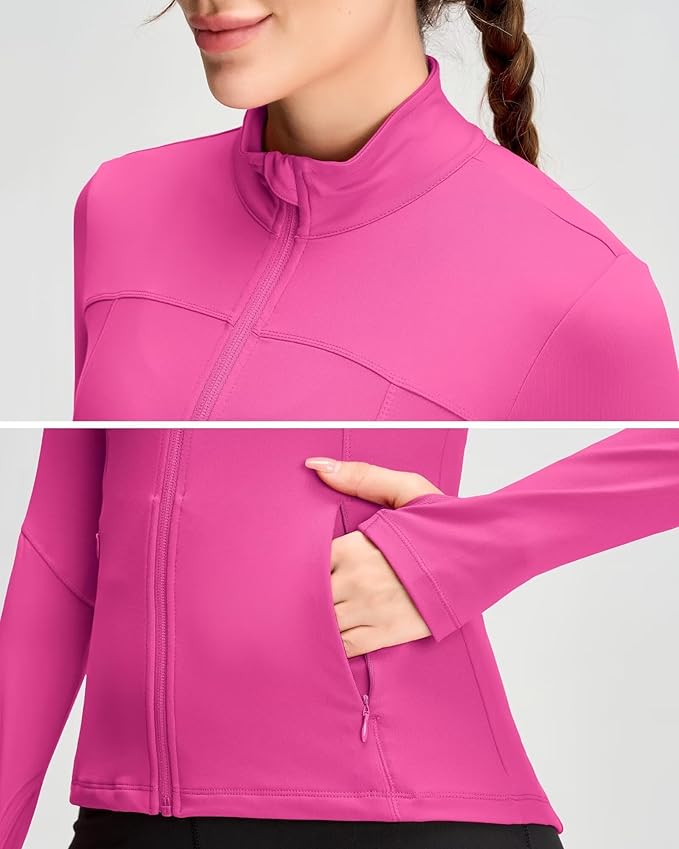 QUEENIEKE Womens Running Jackets Athletic Workout Scrub Jacket Track Full Zip Up Gym for Women Yoga Top