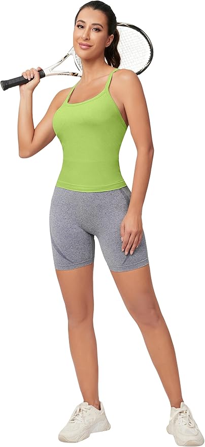 MathCat Workout Tank Tops for Women with Built in Bra, Sleeveless Gym Tops Seamless Racerback Athletic Yoga Shirts