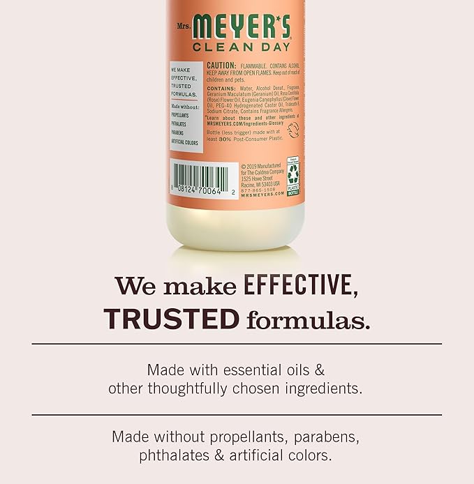 MRS. MEYER'S CLEAN DAY Room Spray, Geranium Scent, 8 Fl Oz Bottle