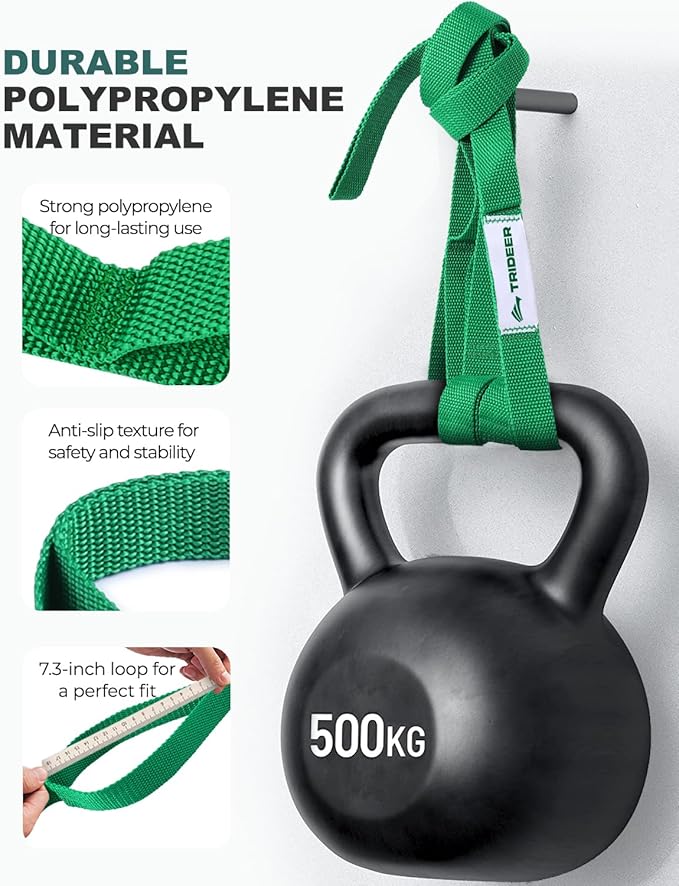 Trideer Stretching Strap with Loops & Leg Lifter, Non-Elastic PT-Style Physical Therapy Strap for Knee Replacement Rehab, Hamstring, Calf & Back Stretcher Mobility, Hip, Shoulder & Yoga