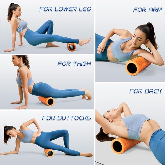 Krightlink Foam Roller High Density 18" Foam Roller for Deep Tissue Muscle Massage, Trigger Point Fitness Exercise Massage Roller Self-Myofascial Back Roller Release for Whole Body