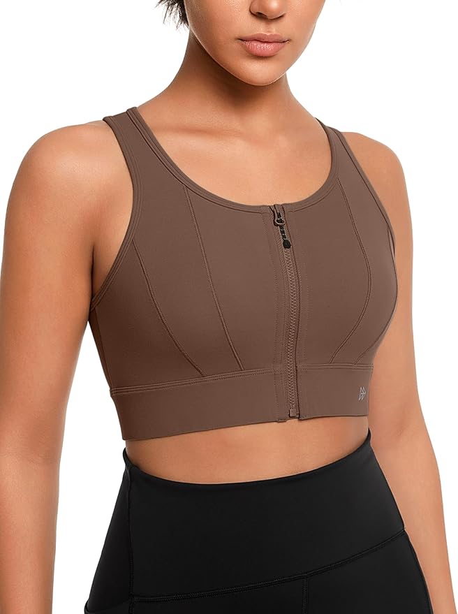 Yvette Front Closure Sports Bras for Women High Support Large Bust Supportive Sports Bra High Impact for Running
