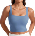 CRZ YOGA Butterluxe Square Neck Crop Tank Tops for Women - Workout Longline Sports Bras Padded Yoga Camisole