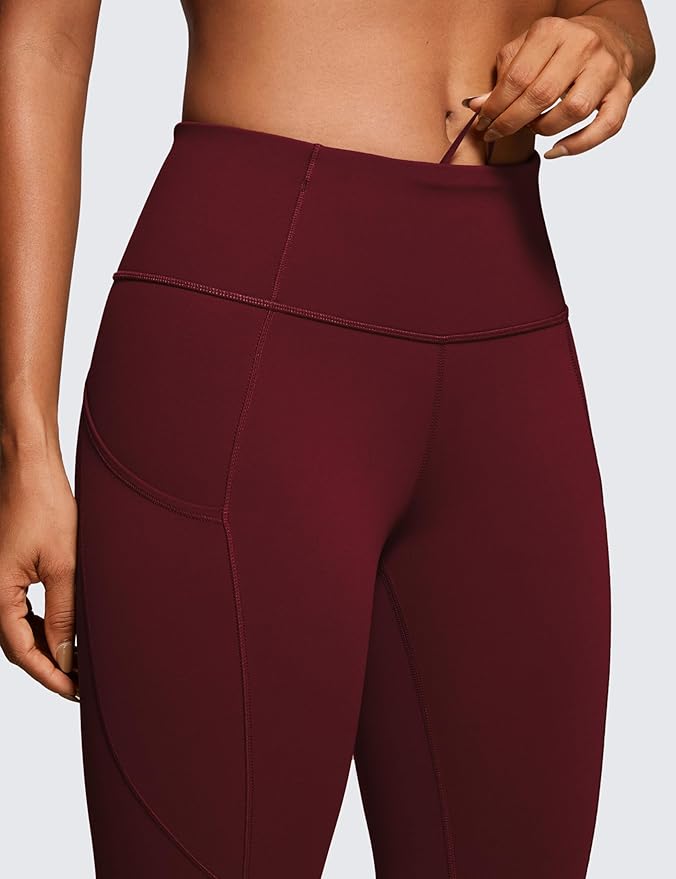 CRZ YOGA Naked Feeling Workout Leggings Pockets 25'' - High Waisted Womens Yoga Pants Running Tights