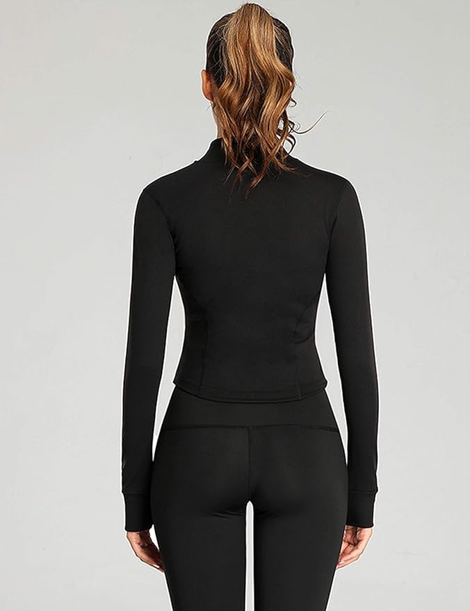 Tanming Women's Full Zip Seamless Workout Jacket Running Yoga Slim Fit Track Jacket