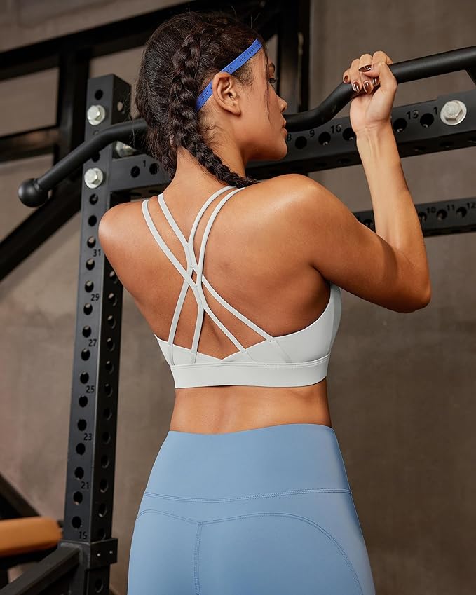 RUNNING GIRL Sports Bras for Women,Strappy Crisscross Back Padded Low Impact Running Sports Bra with Removable Cups