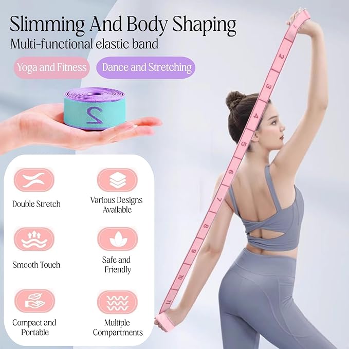 Multi-Loop Stretch Band - Yoga, Pilates, Ballet, and Physical Therapy Stretching Strap for Flexibility, Leg Stretching, and Exercise - Durable Stretching Equipment for Dance and Fitness