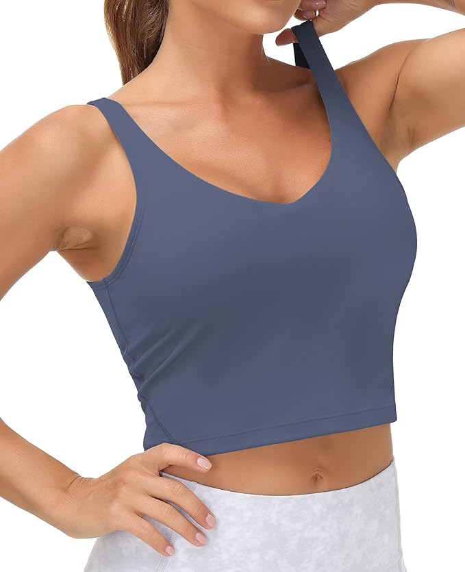 THE GYM PEOPLE Womens' Sports Bra Longline Wirefree Padded with Medium Support