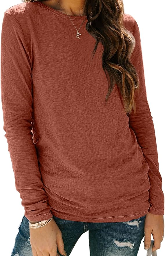 AUTOMET Women‘s Basic Long Sleeve Crewneck, Plus Size Winter & Spring Top, Casual Fall Tee for Teacher & Everyday Outfits