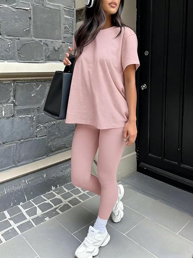ZFLM casual sportswear 3-piece set high waist tight pants yoga pants short sleeved round neck yoga set