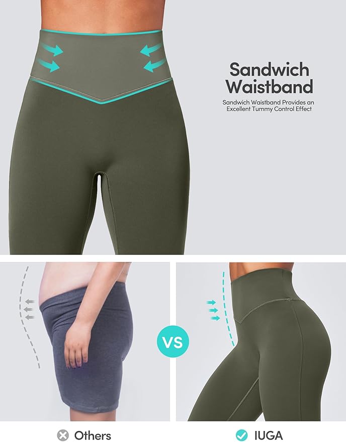 IUGA Flare Leggings for Women Tummy Control Flared Leggings No Front Seam Yoga Pants Women High Waisted Workout Bell Bottoms