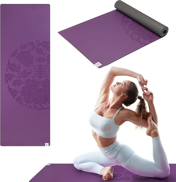 Gaiam Dry-Grip Yoga Mat - 5mm Thick Non-Slip Exercise & Fitness Mat for Standard or Hot Yoga, Pilates and Floor Workouts - Cushioned Support, Non-Slip Coat - 68 x 24 Inches