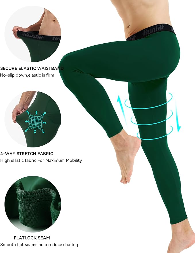Runhit Men’s Compression Pants Running Tights Workout Leggings Athletic Base Layer Pants for Sports Yoga Basketball