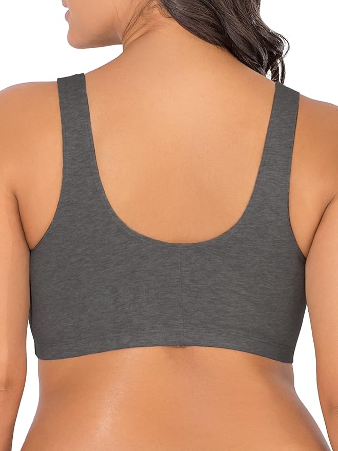 Fruit of the Loom Women's 96014PK Comfort Cotton Blend Front Close Sports Bra 2 Pack