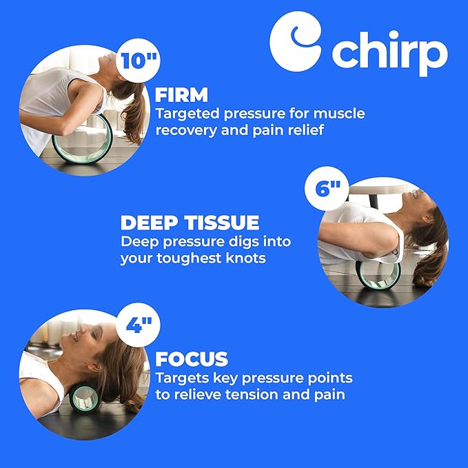 Chirp Wheel Foam Roller – Targeted Back & Neck Relief, Lumbar Spine Stretcher, Spinal Decompression Back Stretcher, Massage Roller with Density Foam for Physical Therapy, Supports 500lbs, 3-Pack Mint