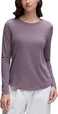 CRZ YOGA Pima Cotton Crewneck Long Sleeve Shirts for Women - Workout Athletic Yoga Casual Tops Soft Plain T-Shirt