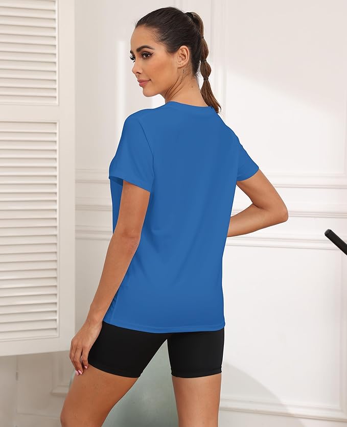 KevaMolly Workout Tops for Women UPF50+ Breathable Loose Fit Yoga T Shirts Short Sleeve Running Gym Athletic Tee Top