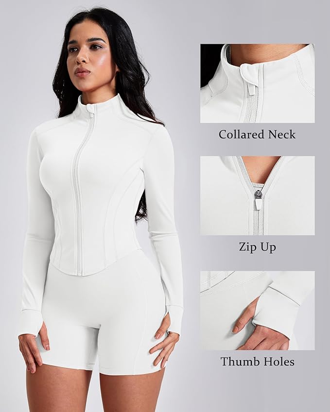 GYM RAINBOW Workout Jackets for Woman Lightweight Athletic Full Zip Running Jacket BBL Cropped Jackets Slim With Thumb Holes
