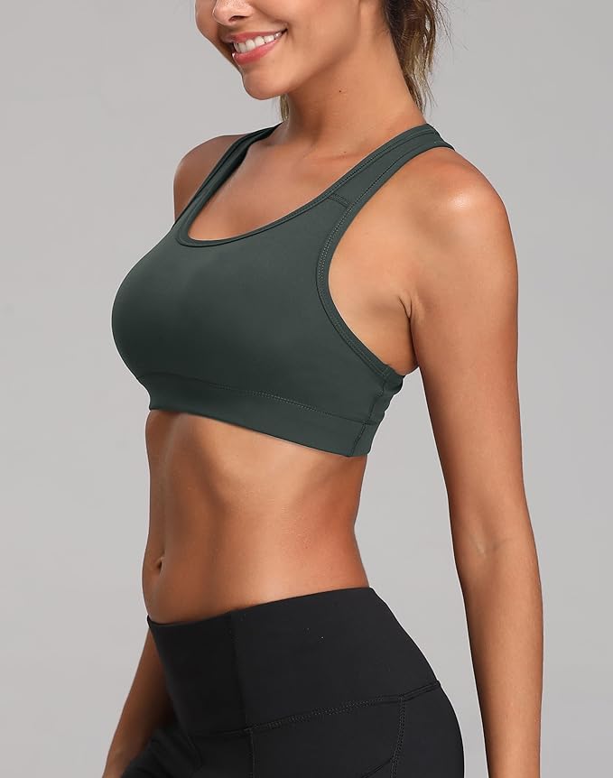 Oalka Women's Racerback Sports Fitness Support Workout Running Bras