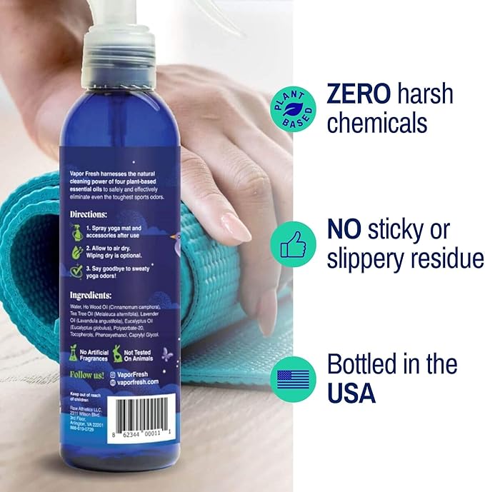 Vapor Fresh Yoga Mat Cleaner Spray, 6oz (Eucalyptus Lavender) - For Yoga Blocks, Mats, Straps and More - Powered By Essential Oils (3-Pack)