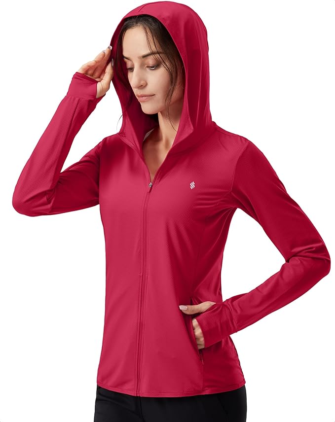 Soothfeel Women's UPF 50+ Sun Protection Hoodie Jacket Lightweight Long Sleeve Sun Shirt for Women with Pocket Hiking Outdoor