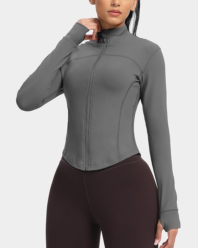 GYM RAINBOW Womens Zip Up Workout Jakcets Lightweight Slim Fit Running Athletic Jackets with Thumb Holes
