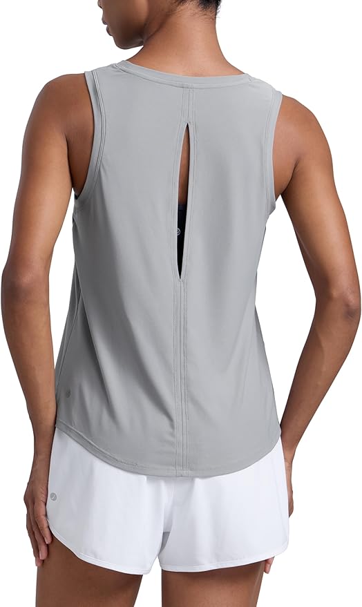 CRZ YOGA Cloudweight Open Back Workout Tops for Women Lightweight High Neck Athletic Gym Tank Soft Running Sleeveless Shirts